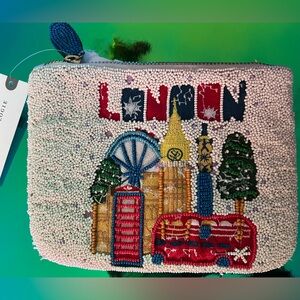 NWT Anthropologie Multicolor Beaded London Clutch Pouch small